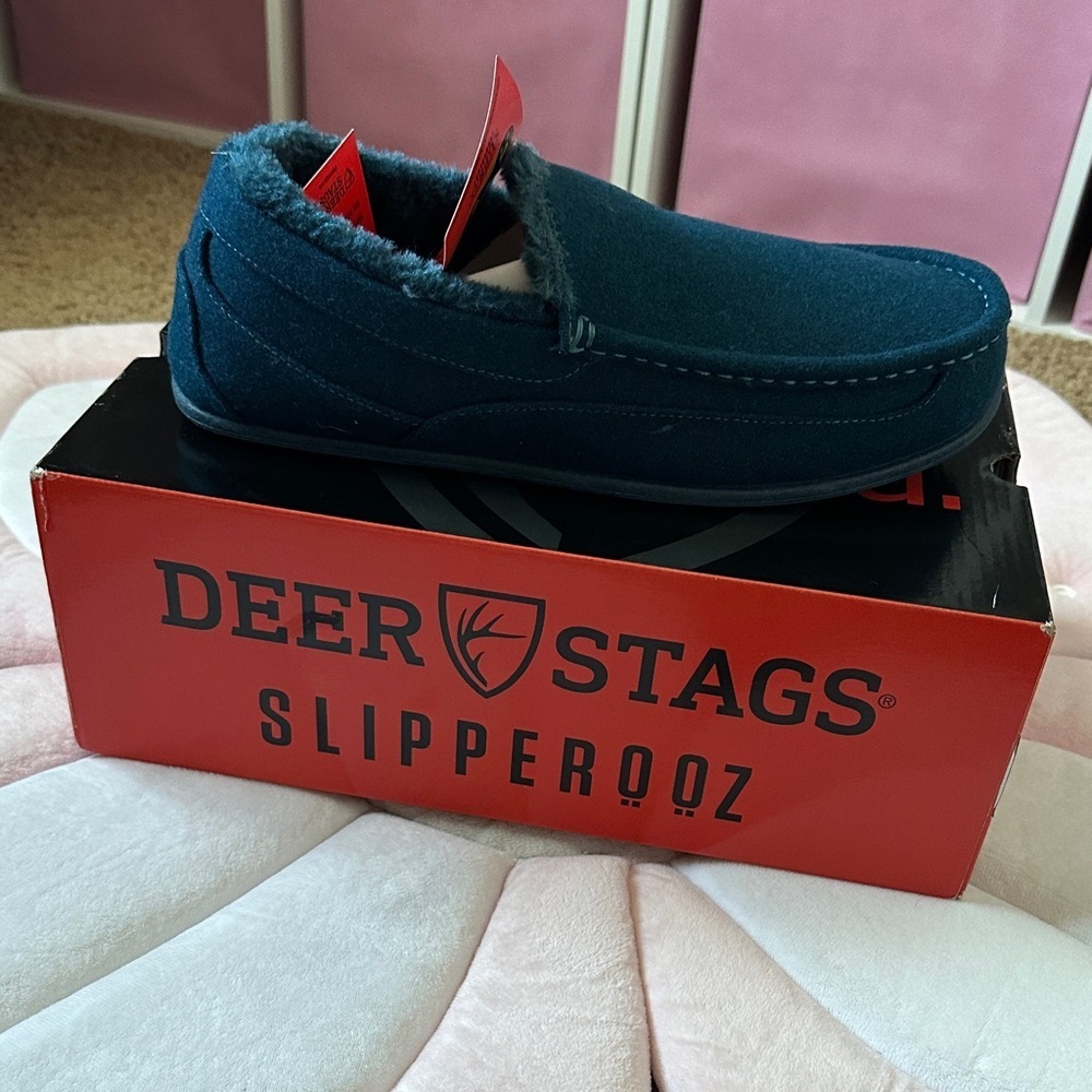 Deer Stags Men's Navy Slipperooz